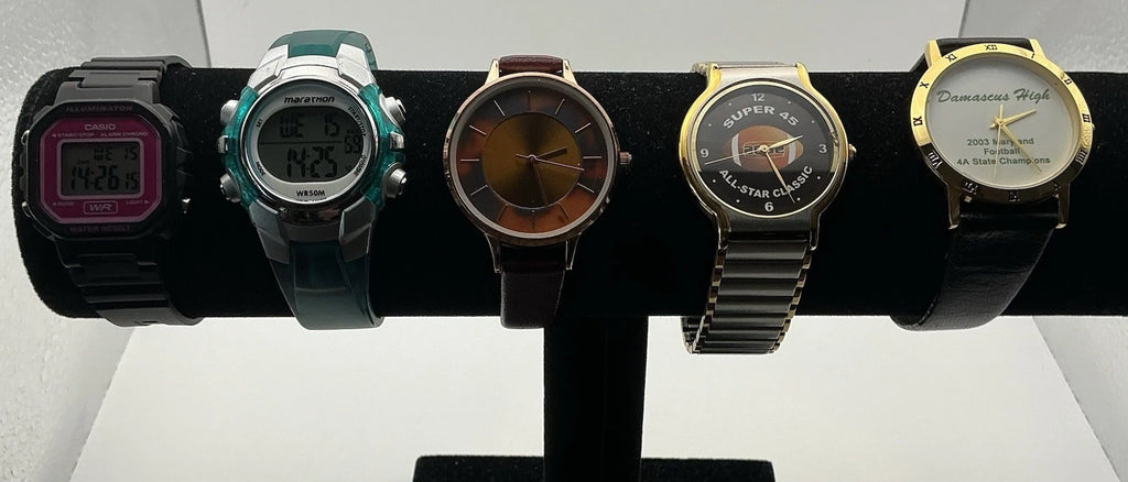 Lot of 5 Watches Casio Timex Marathon Working New Batteries Digital & Analog