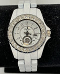 Beautiful GENEVA PLATINUM Ladies WHITE CERAMIC Working WATCH New Battery