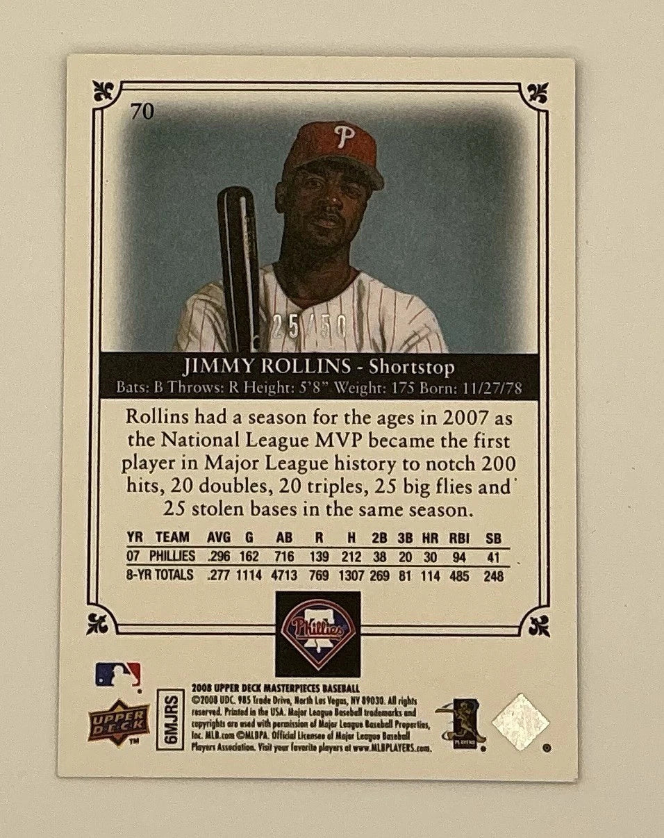 2008 Upper Deck Masterpieces Dark Blue Paper Framed 25/50 Jimmy Rollins #70 1e9z