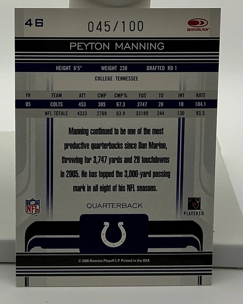 2006 Donruss Gridiron Gear Silver Holofoil O Peyton Manning #46 45/100