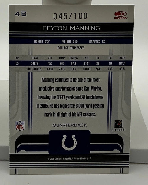 2006 Donruss Gridiron Gear Silver Holofoil O Peyton Manning #46 45/100