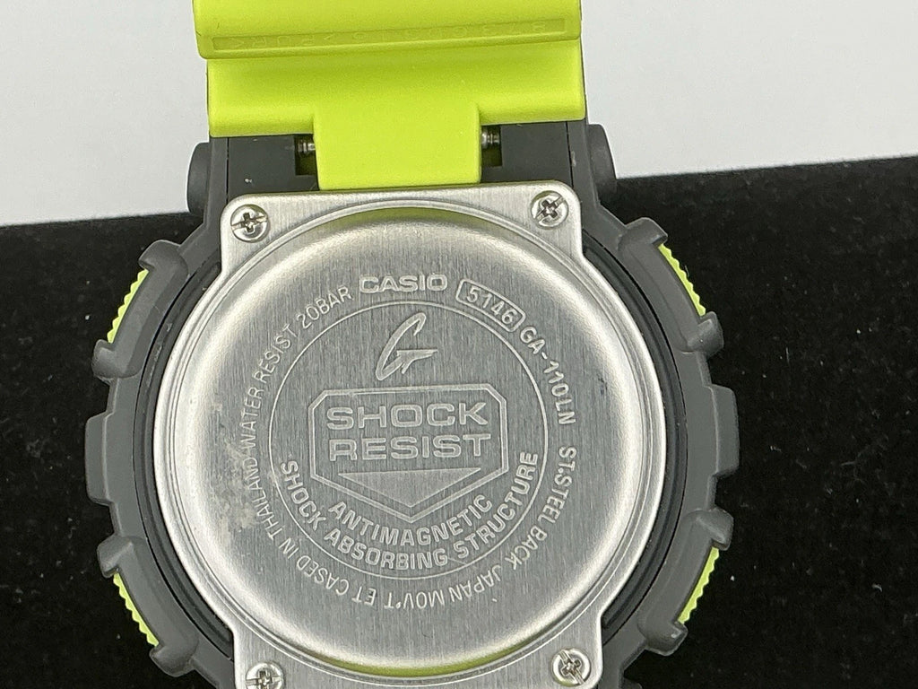 RARE! Casio GA110LN-8A (5146) Black/Neon Green Series Men's Watch NEW BATTERY!