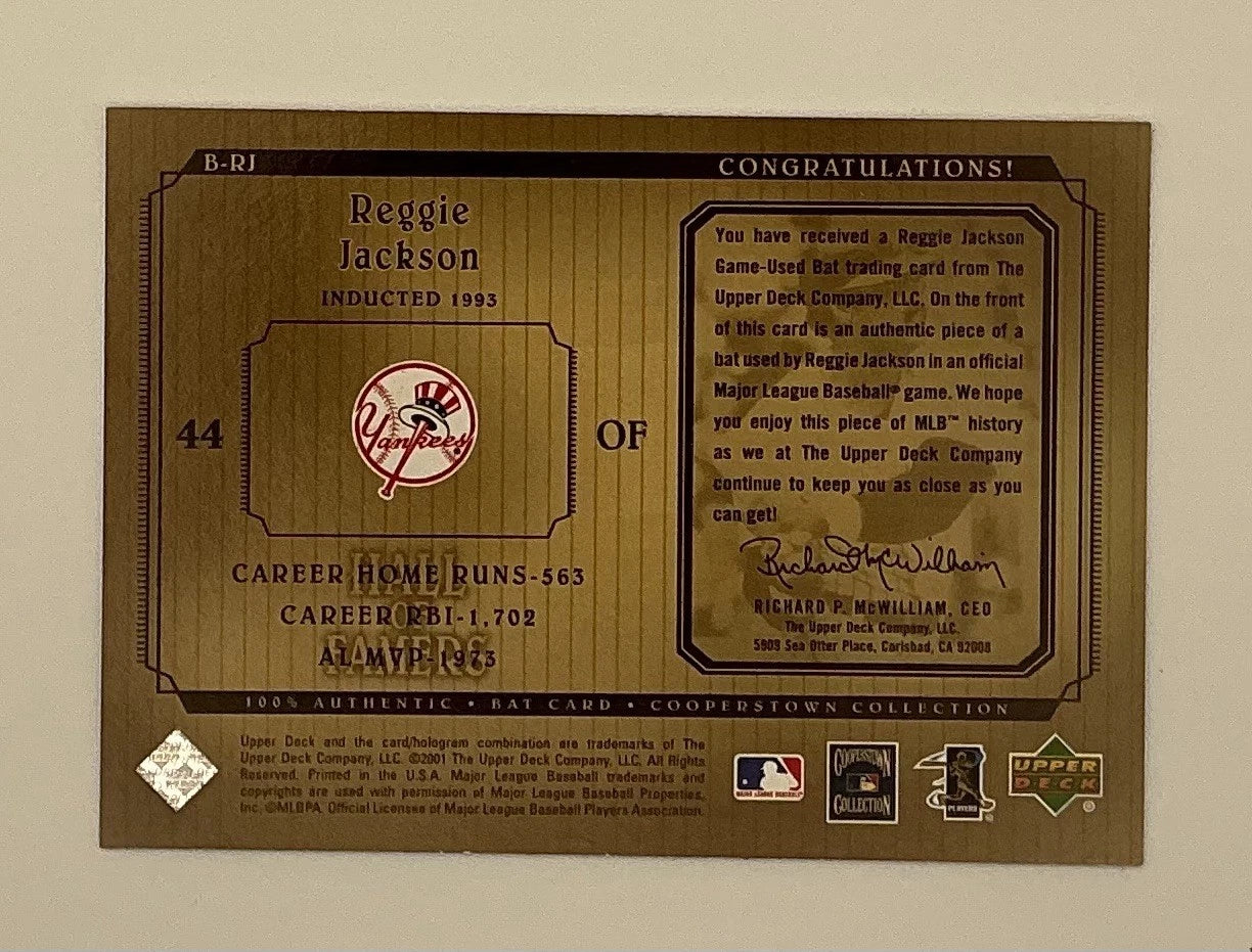 Share Reggie Jackson 2001 Upper Deck Hall of Famers Game Used Bat Relic #B-RJ