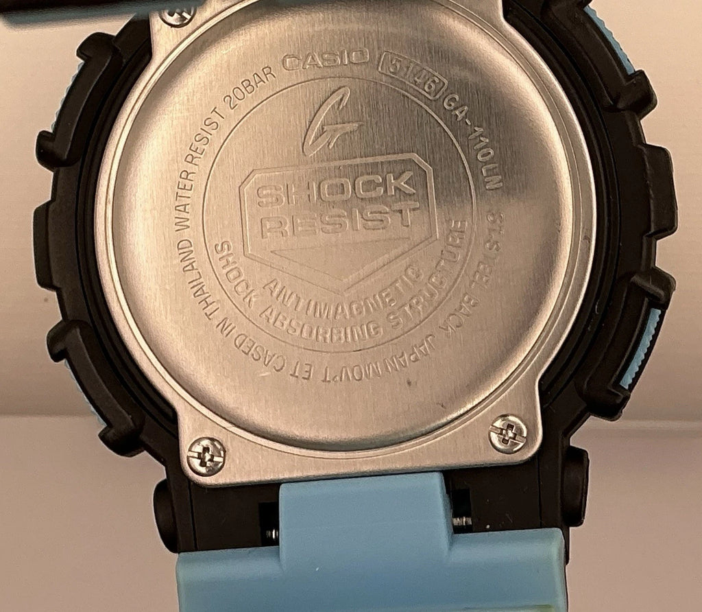 CASIO G-Shock GA-110LN-1A 5146 Black Neon Blue Analog Digital Watch New Battery