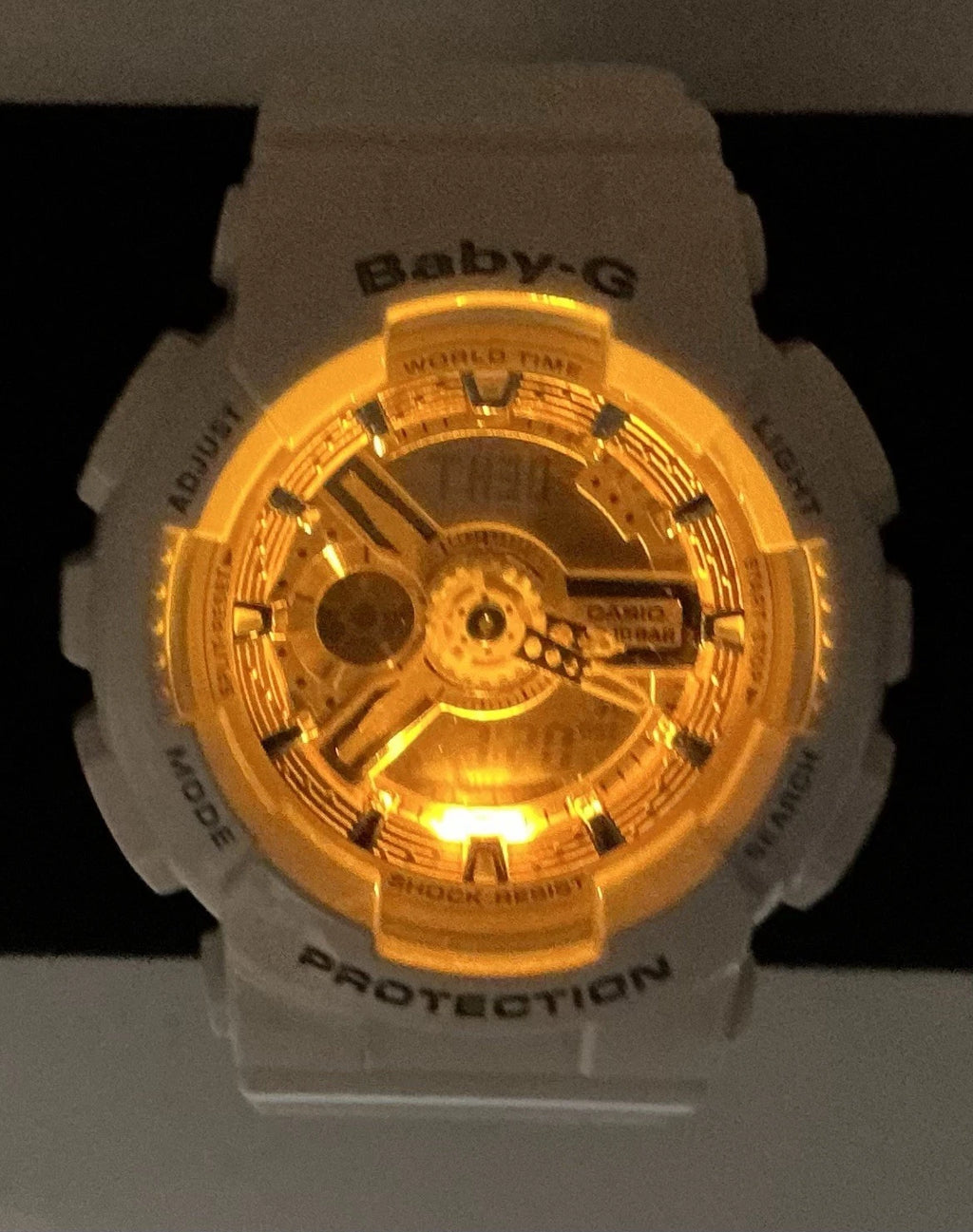 Casio Baby-G BA-110 Module 5338 White &amp; Rose Gold Analog-Digital Watch