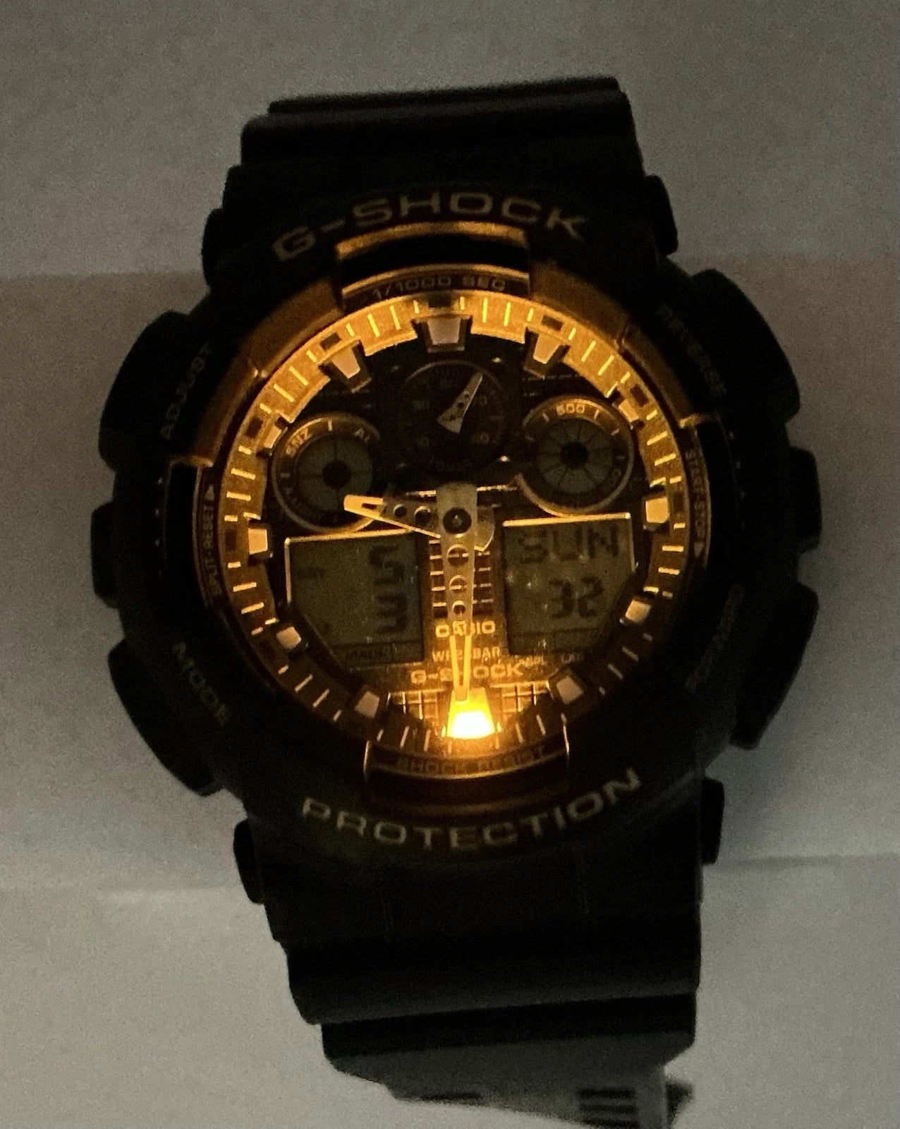Casio G-SHOCK GA-100GBX-1A Model 5081 Black Gold Analog Digital New Battery