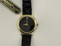 Mens Genevex Diamond Quartz Black Watch Leather Band New Battery