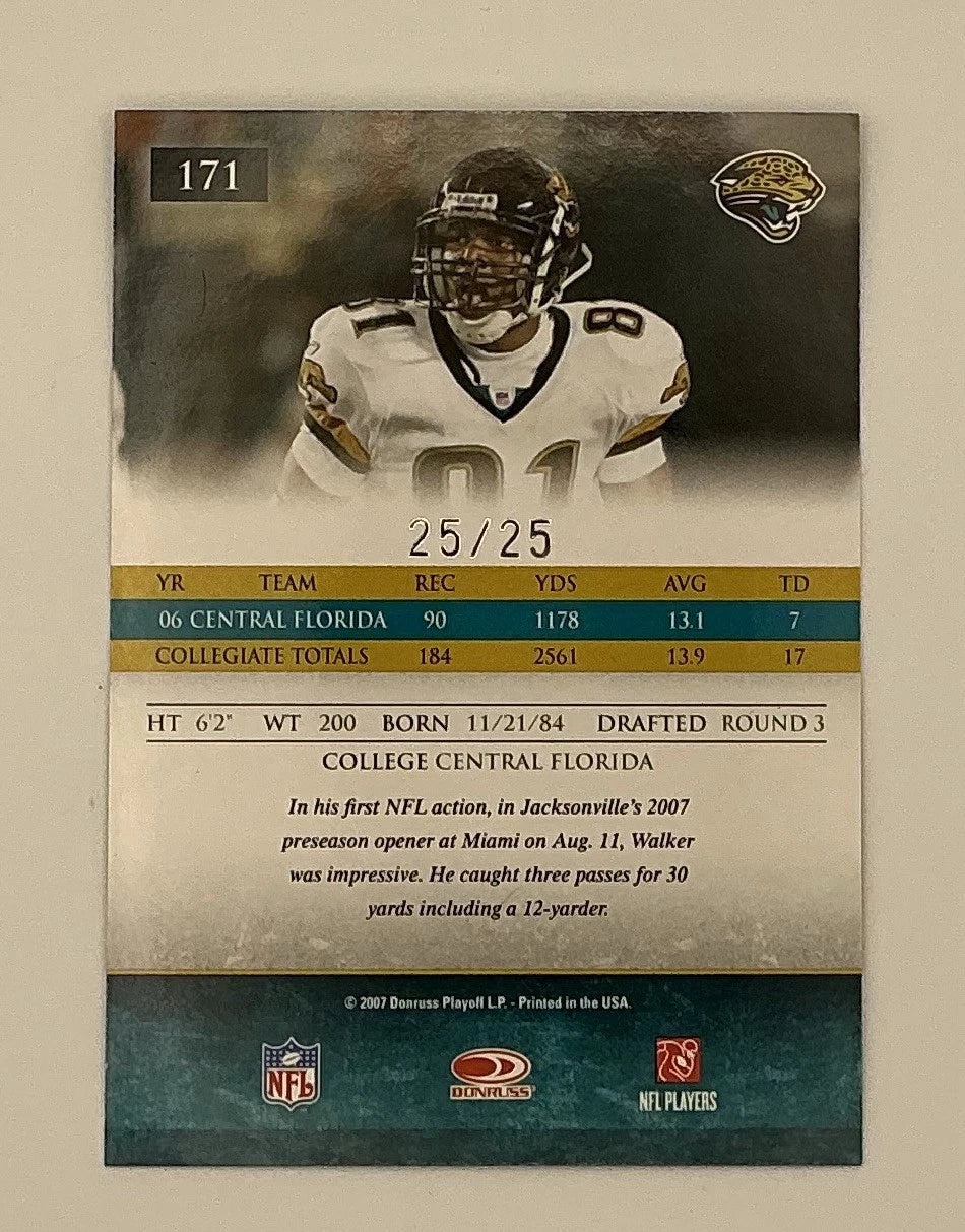 2007 Donruss Gridiron Gear Mike Walker Rookie Card #25/25 – Jacksonville Jaguars