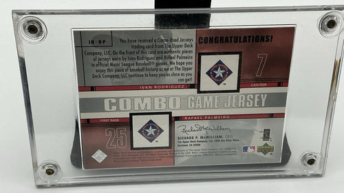 2001 Upper Deck Combo Game Jersey 49/50 Ivan Rodriguez Rafael Palmeiro