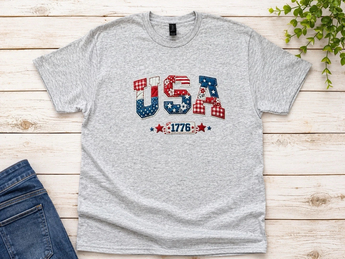 USA Patriotic Graphic T-Shirt 1776 Red White Blue Americana Unisex Tee